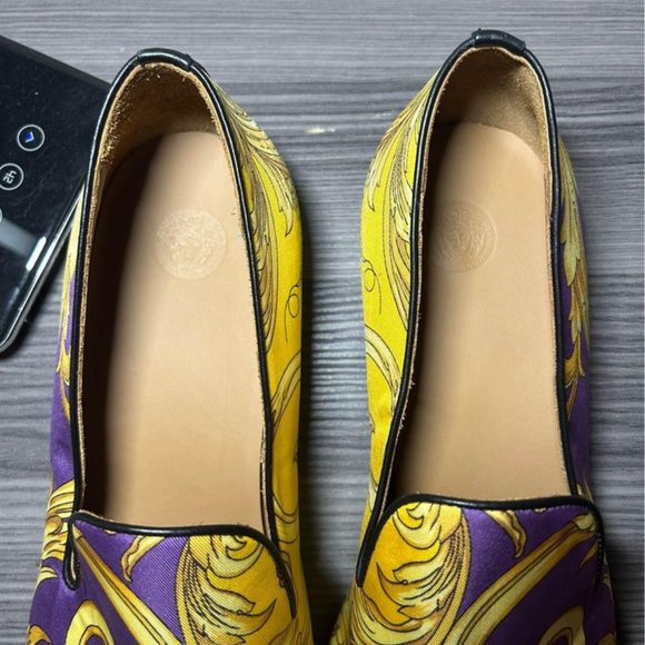 Men’s Versace Purple & Gold Barocco Goddess Slippers - Picture 3 of 4